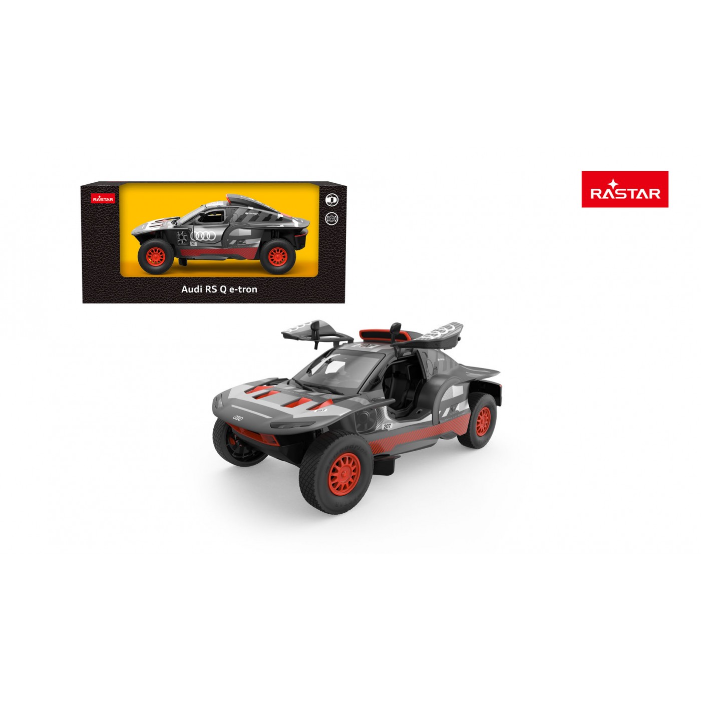 Kovové auto 1:24 AUDI RS Q e-tron šedé RASTAR