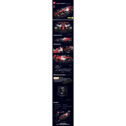 Sada kostek sportovního auta Formule Red, 1226 dílků.
