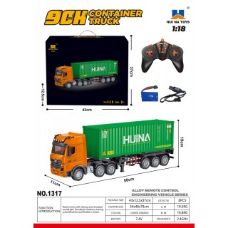 R/C Truck + Kontejner Zelená 1:18
