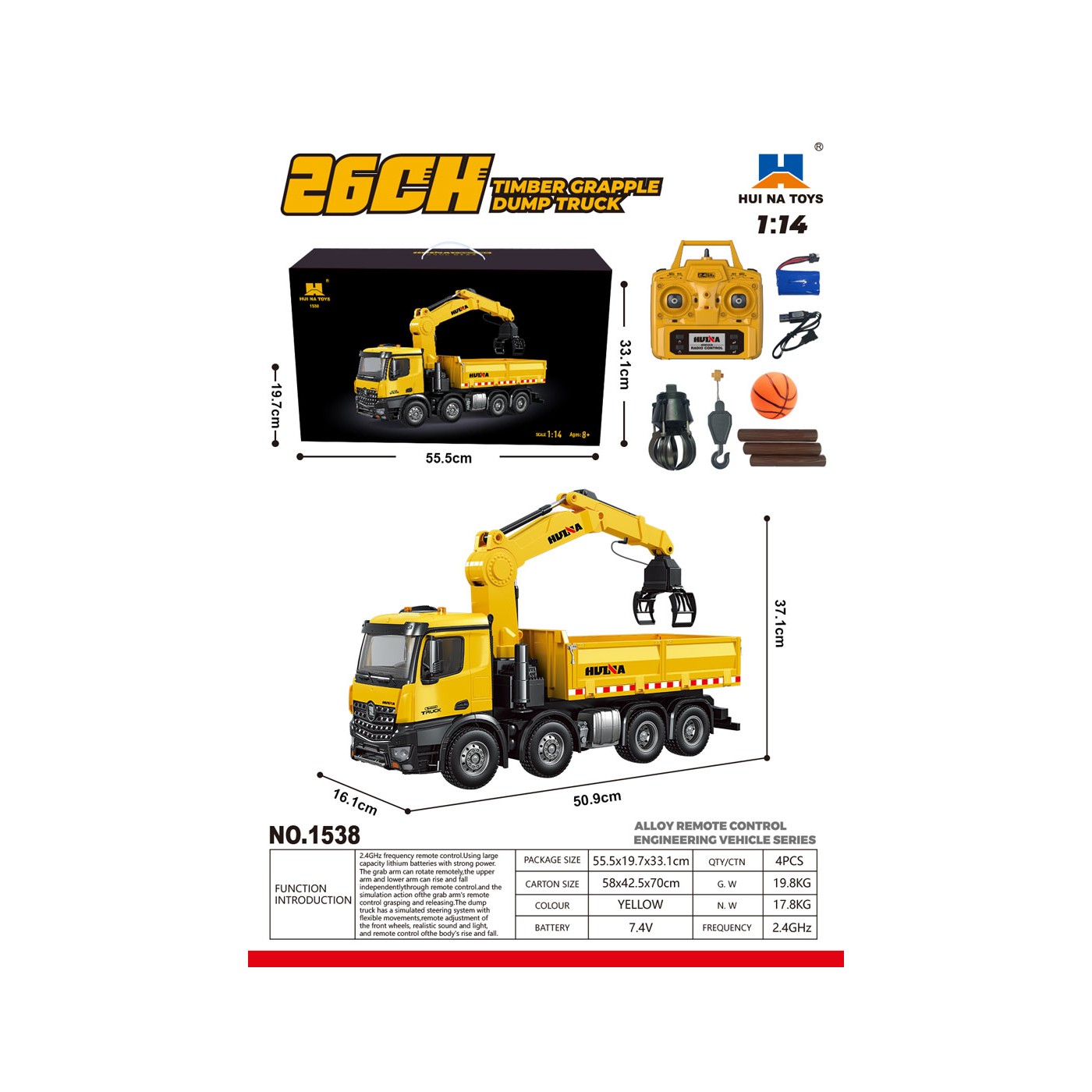 R/C Truck s HDS Yellow 1:14 + příslušenství