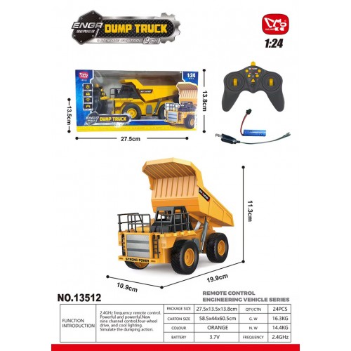 R/C sklápěč žlutý 1:24