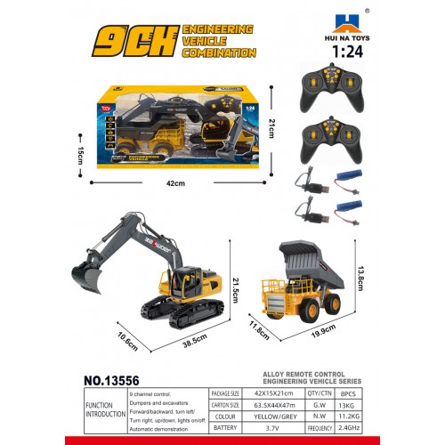 Rádiově ovládaný bagr + sklápěč 1:24