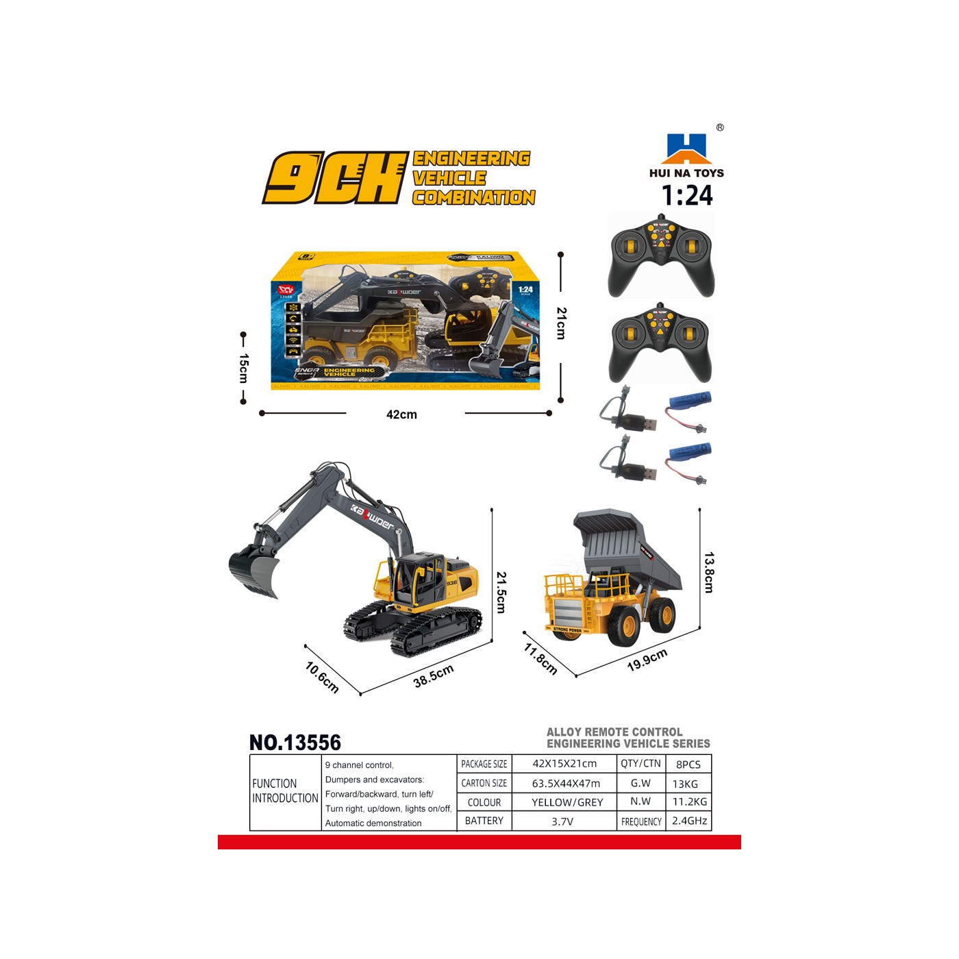Rádiově ovládaný bagr + sklápěč 1:24