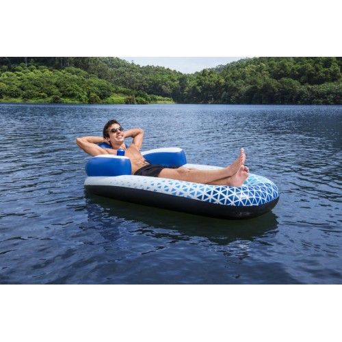 Nafukovací plavecká matrace Indigo Wave BESTWAY 183x97cm + nafukovací opěradlo + skladování nápojů