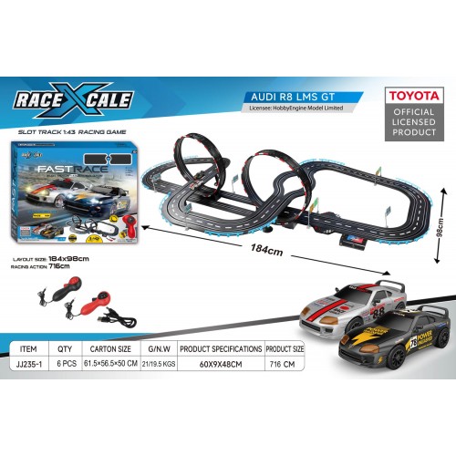 Závodní dráha TOYOTA na dálkové ovládání 1:43 - 184x98 cm
