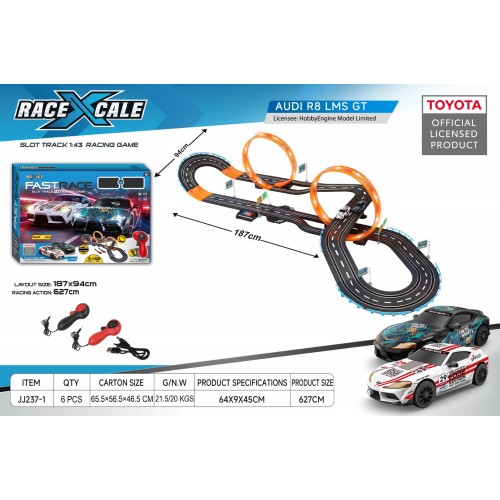 Závodní dráha TOYOTA na dálkové ovládání 1:43 - 187x94 cm