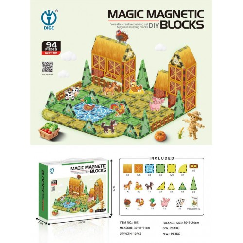 Sada magnetických bloků pro farmáře, 94 dílů.