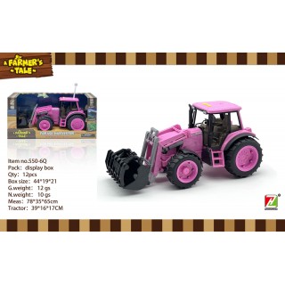 Růžový traktor 1:16 se světly a zvukovou funkcí