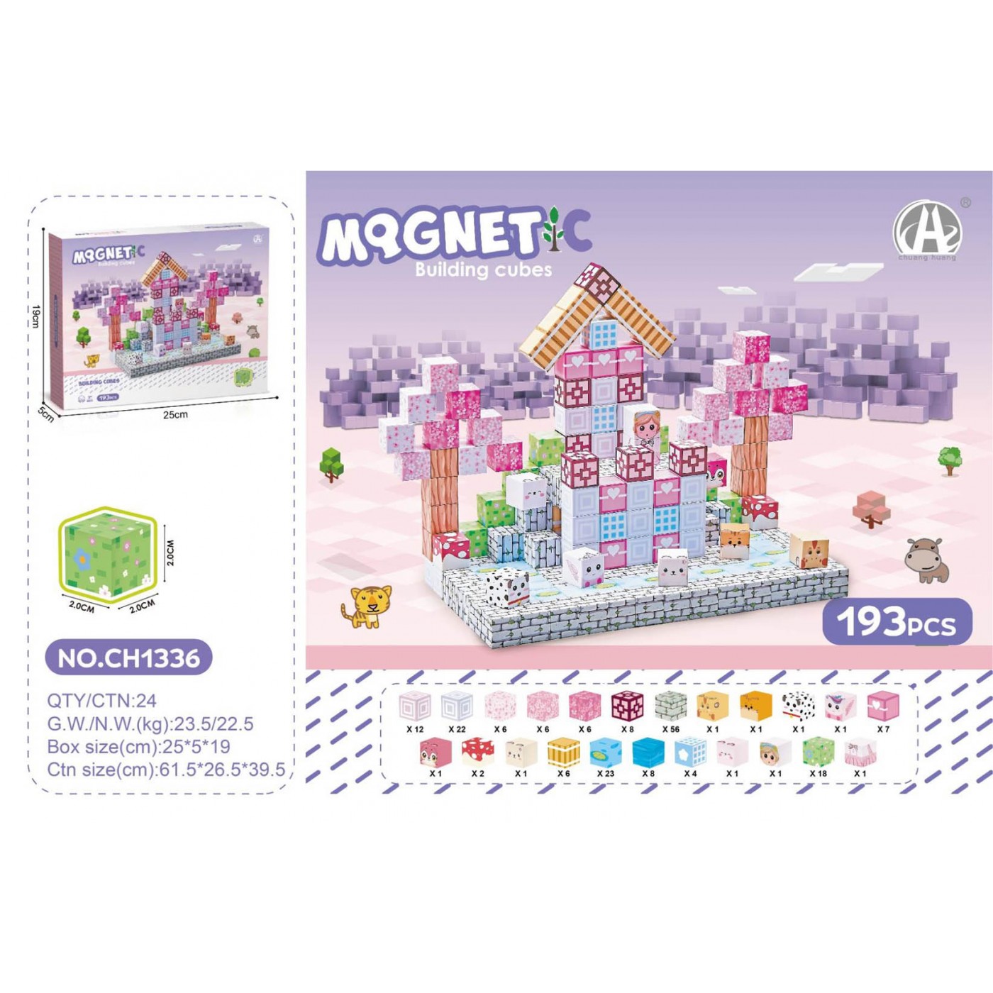 Sada magnetických kostek, magnetické kostky 193el.