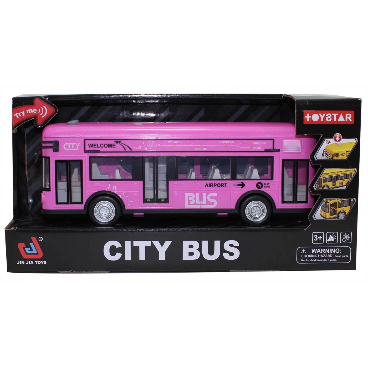 Růžový autobus s funkcí zvuku a světel