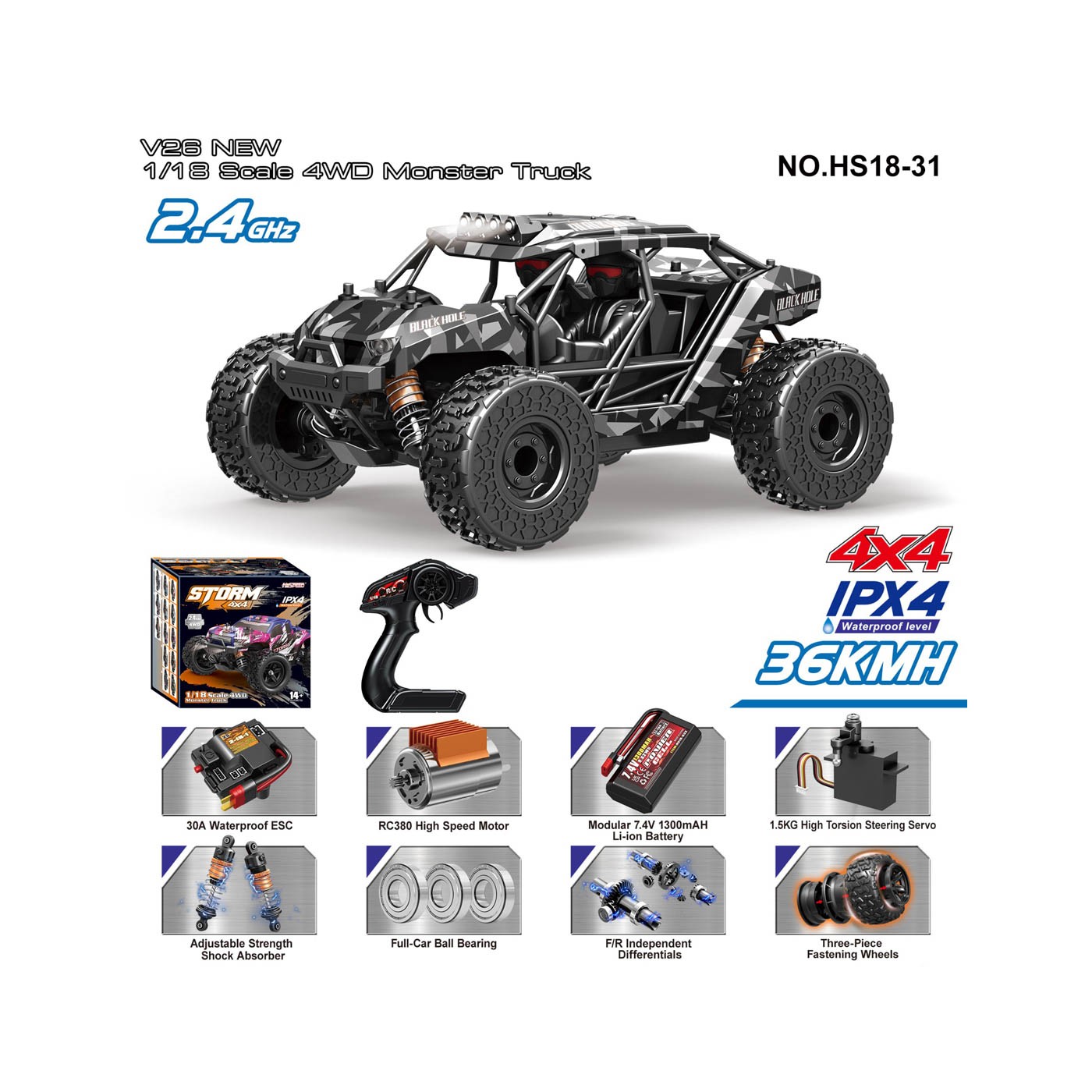 R/C 2,4GHz MONSTER auto
