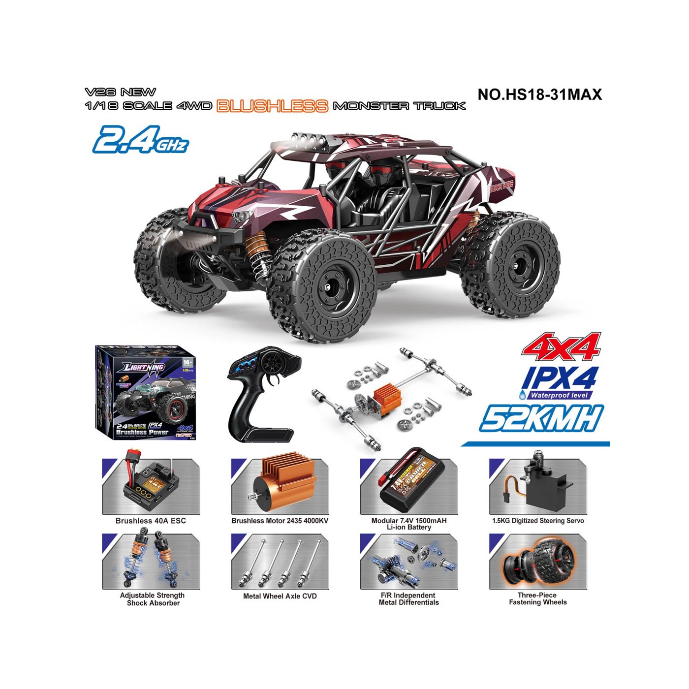 R/C 2,4GHz auto MONSTER MAX