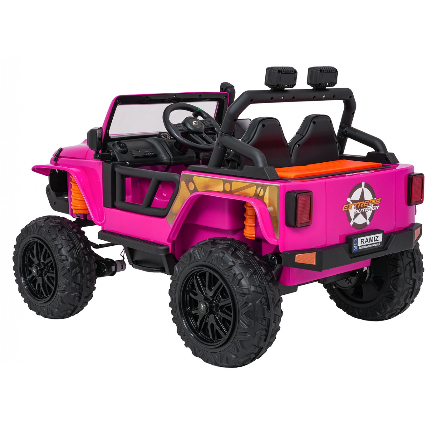 Růžové vozidlo Jeep Monster