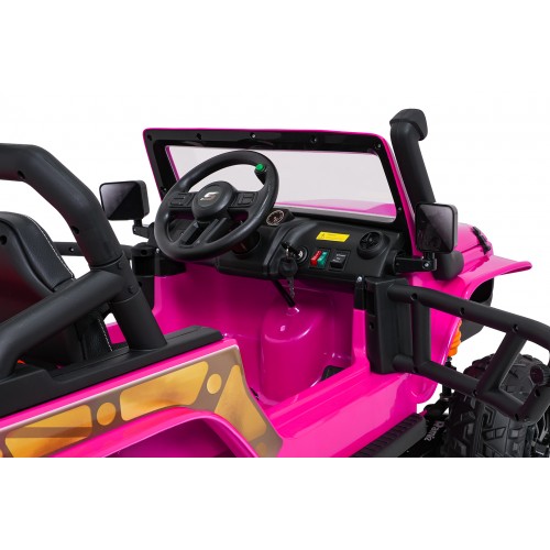 Růžové vozidlo Jeep Monster