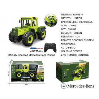 Traktor zelený 1:24 s dálkovým ovládáním Mercedes Benz