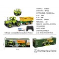 Zelený traktor 1:24 s dálkovým ovládáním Mercedes Benz + žlutý přívěs