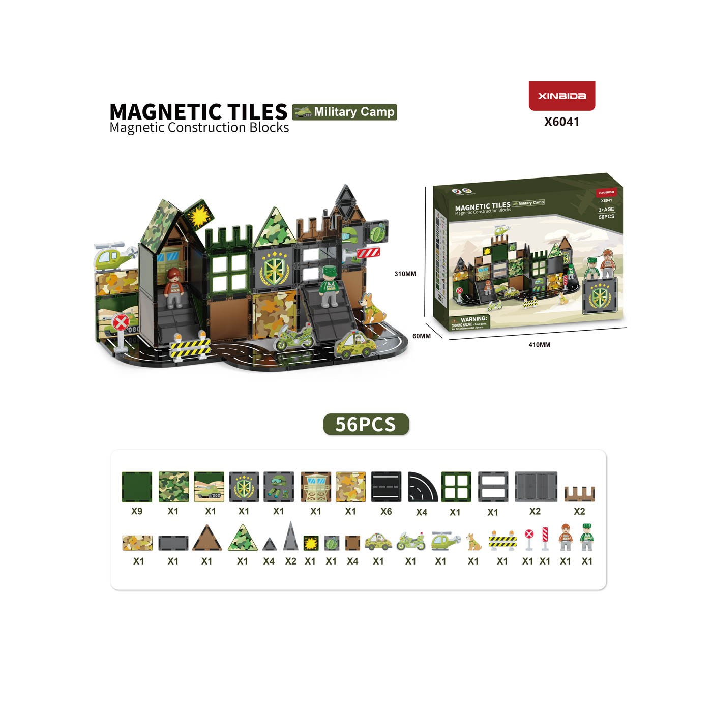 Magnetické cihly Army 56el.