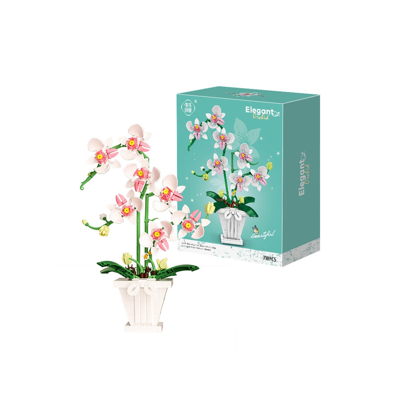Bílá orchidejová sada cihel 718el.