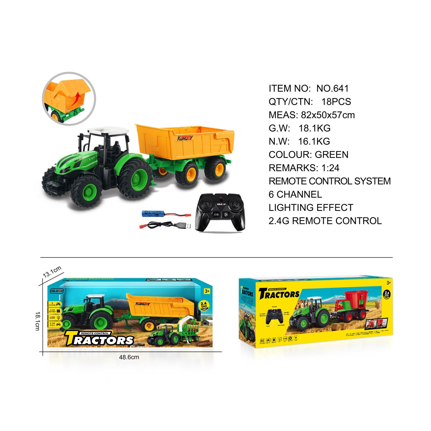 Tahač s otevíratelným žlutým návěsem R/C 1:24