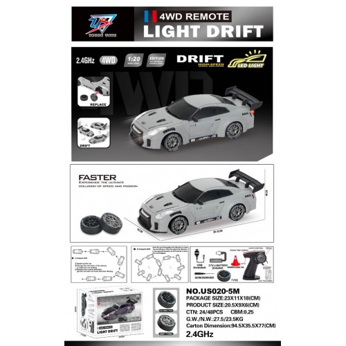 copy of R/C Drift Car 1:20 se světly Funkce zelená