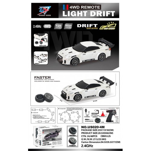 R/C Drift Car 1:20 se světly Funkce bílá