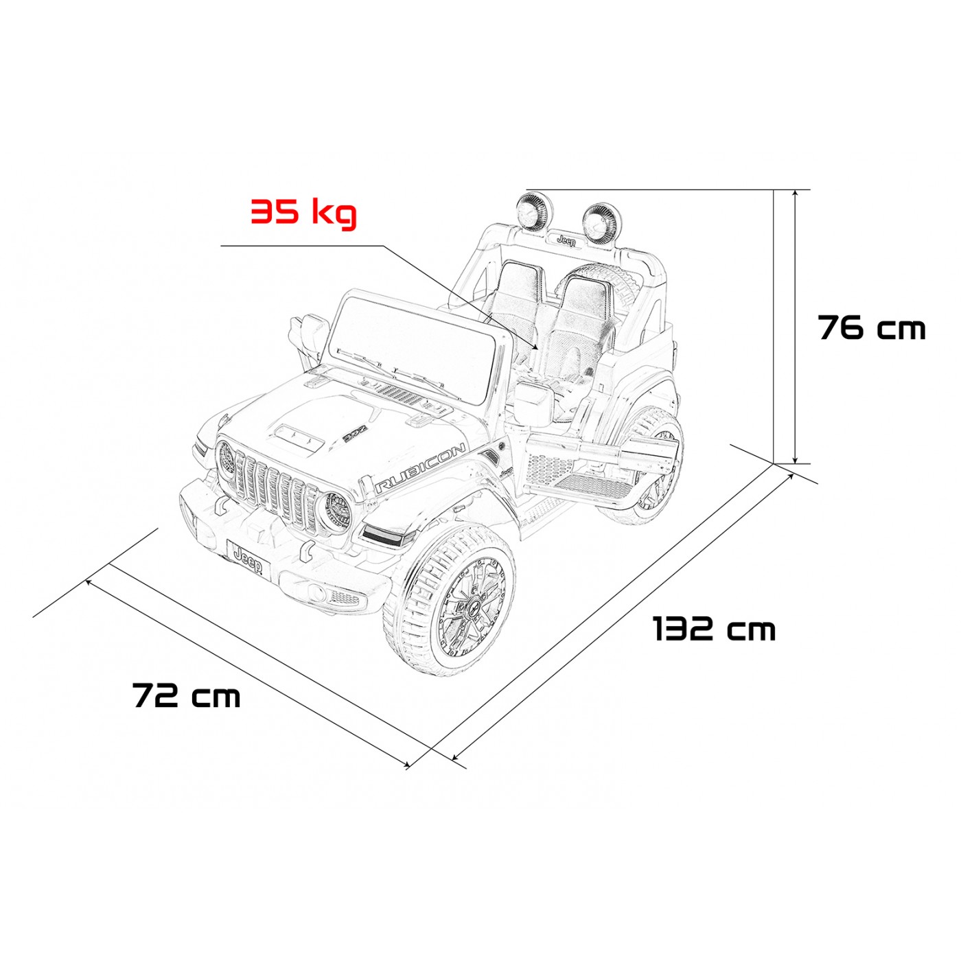 Jeep Wrangler Rubicon LIFT červené vozidlo