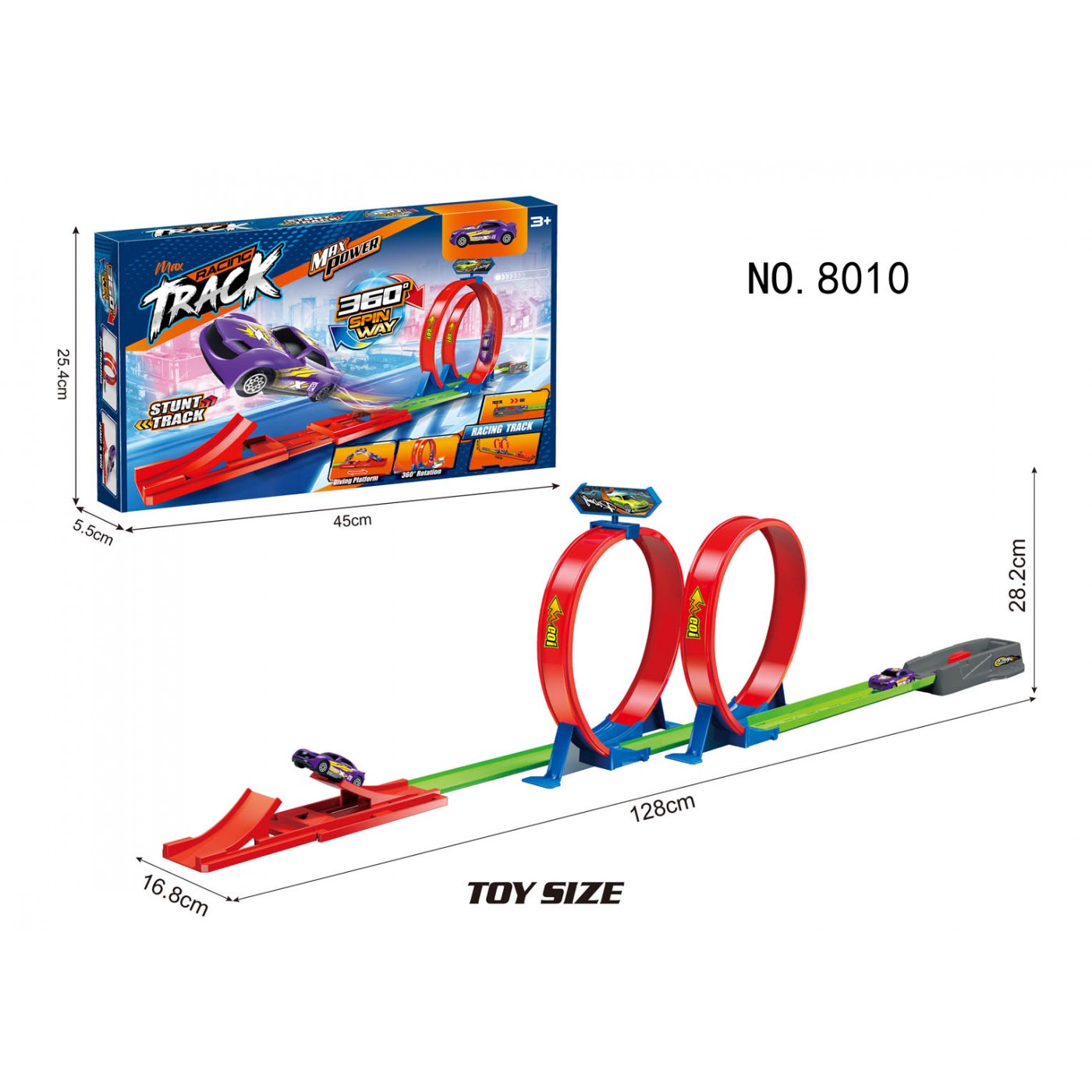 128cm extrémní smyčková dráha + autíčko