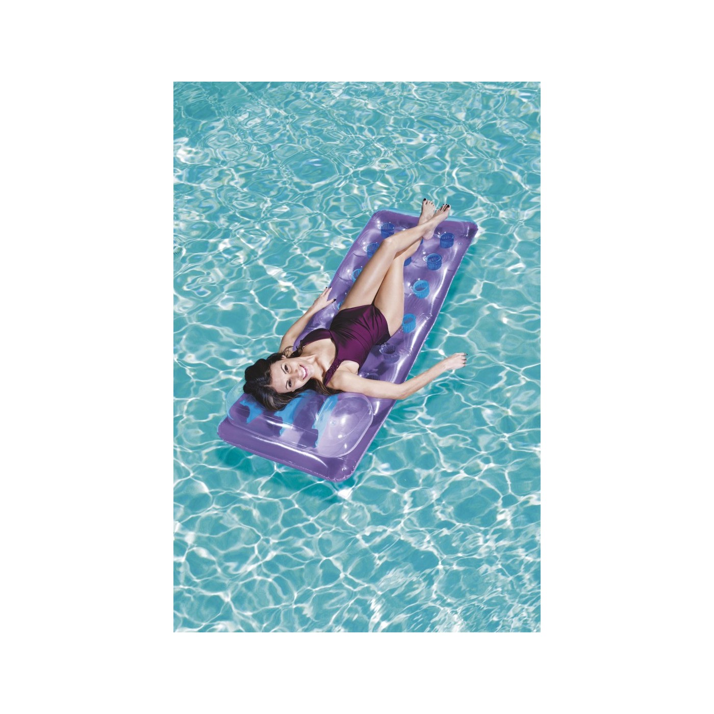 Neonová plážová matrace BESTWAY fialová 188x71cm + sada na opravu