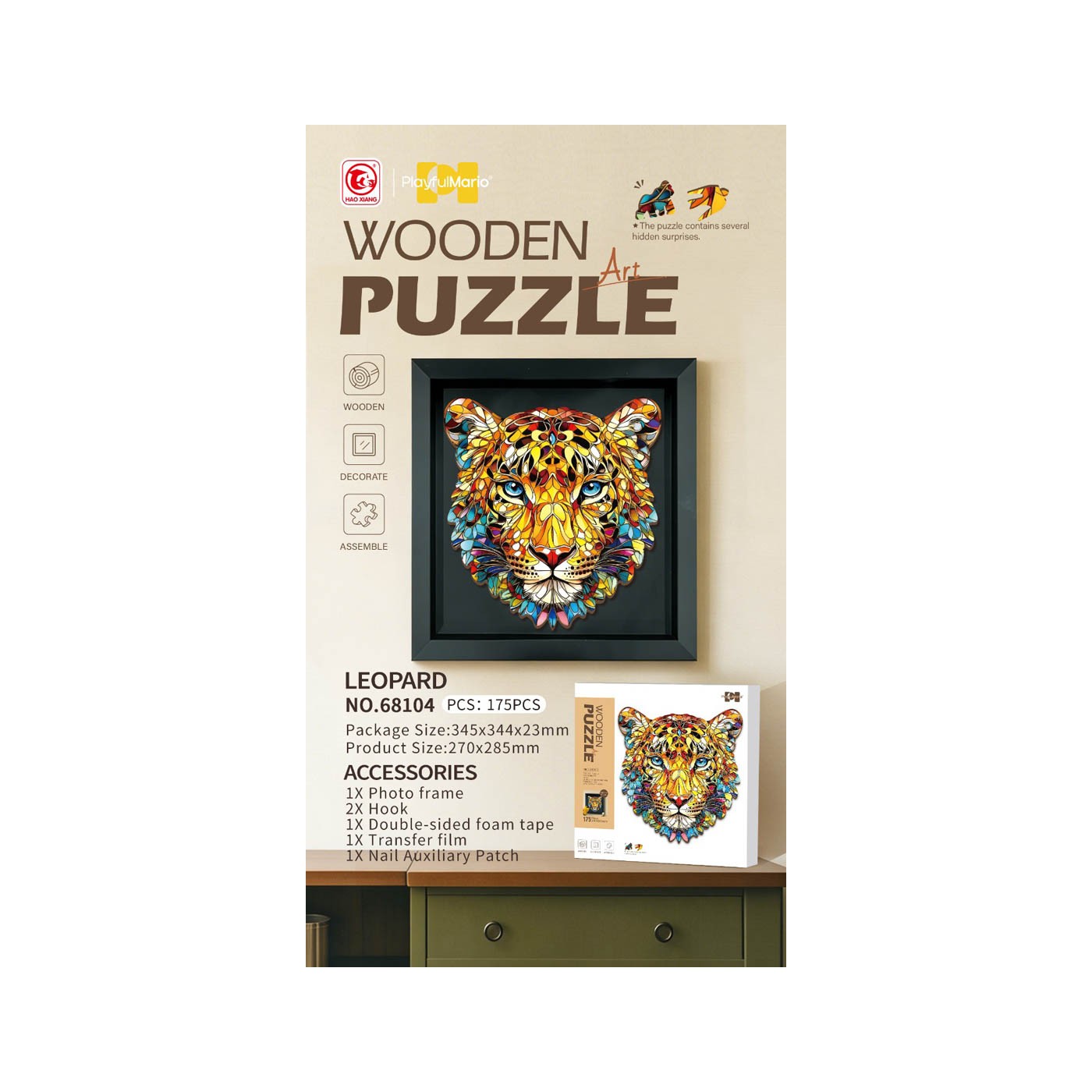 Dřevěná sada puzzle 175el. Tygr