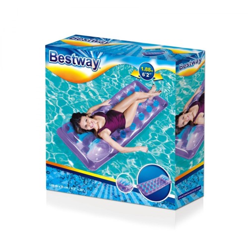 Neonová plážová matrace BESTWAY fialová 188x71cm + sada na opravu
