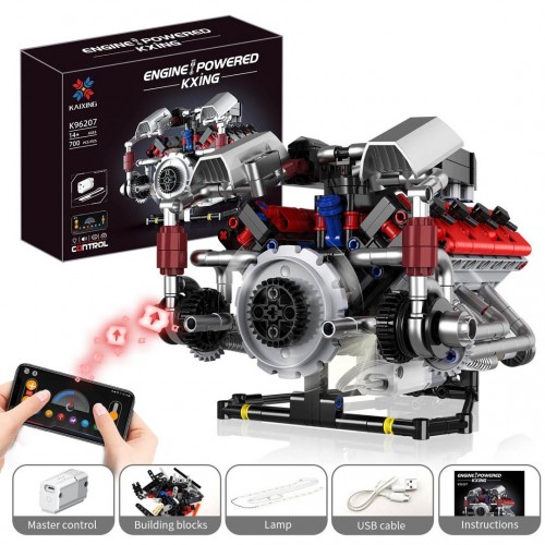 Cihlová sada Motor s USB a světlem 700el.