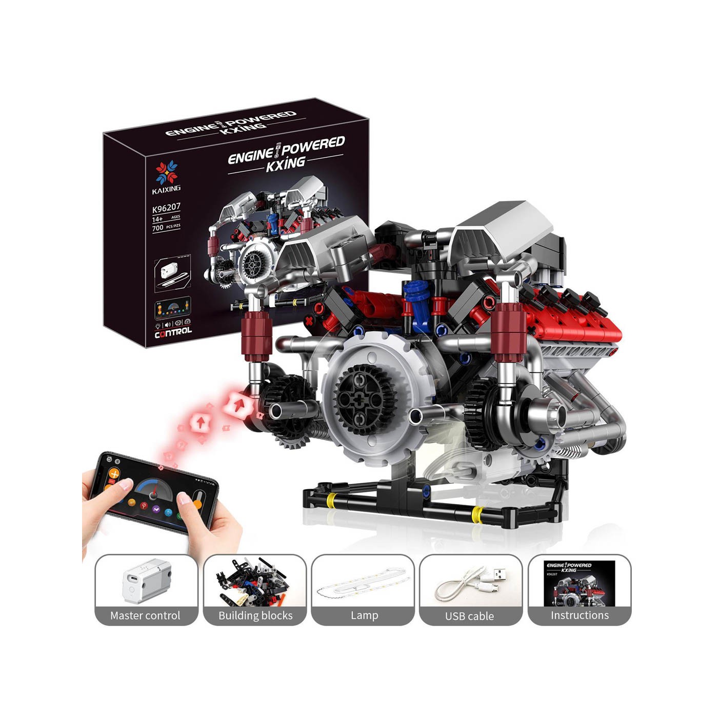 Cihlová sada Motor s USB a světlem 700el.