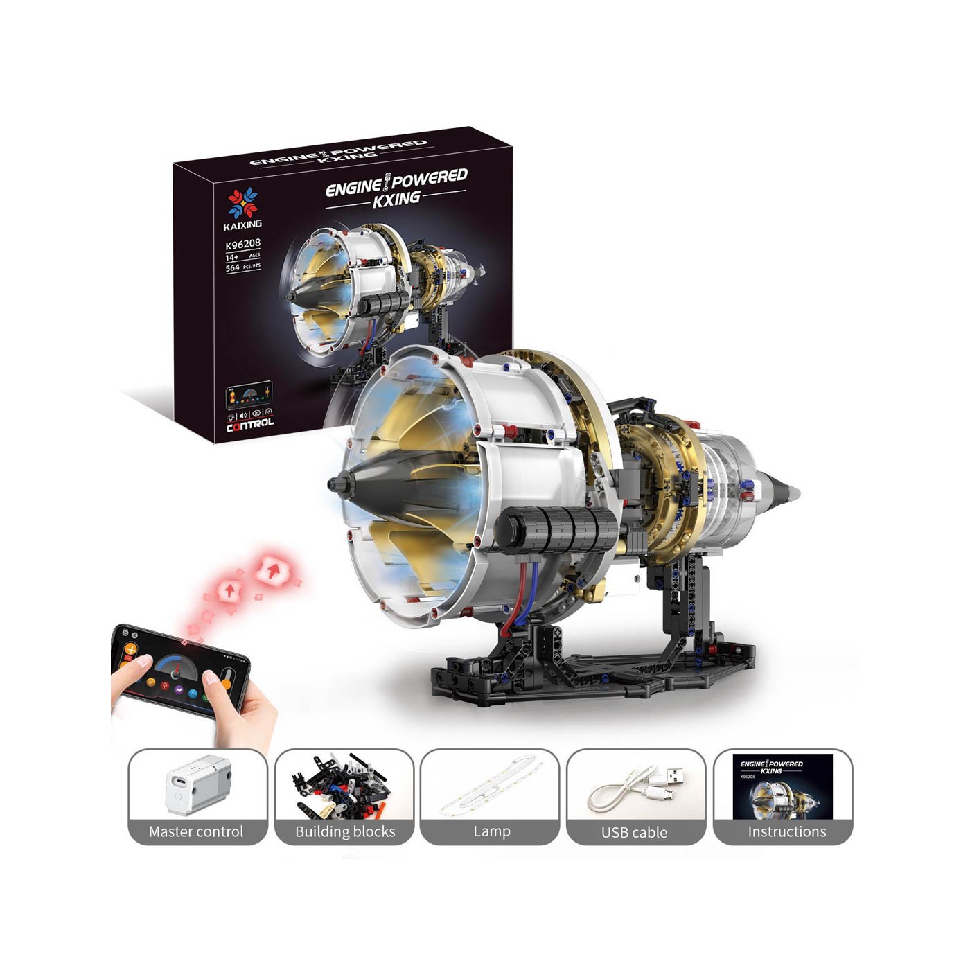 Cihlová sada Motor s USB a světlem 564el.