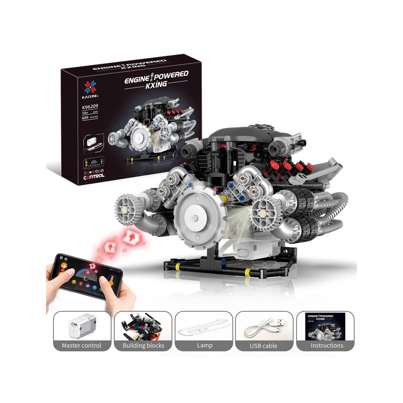 Cihlová sada Motor s USB a světlem 689el.
