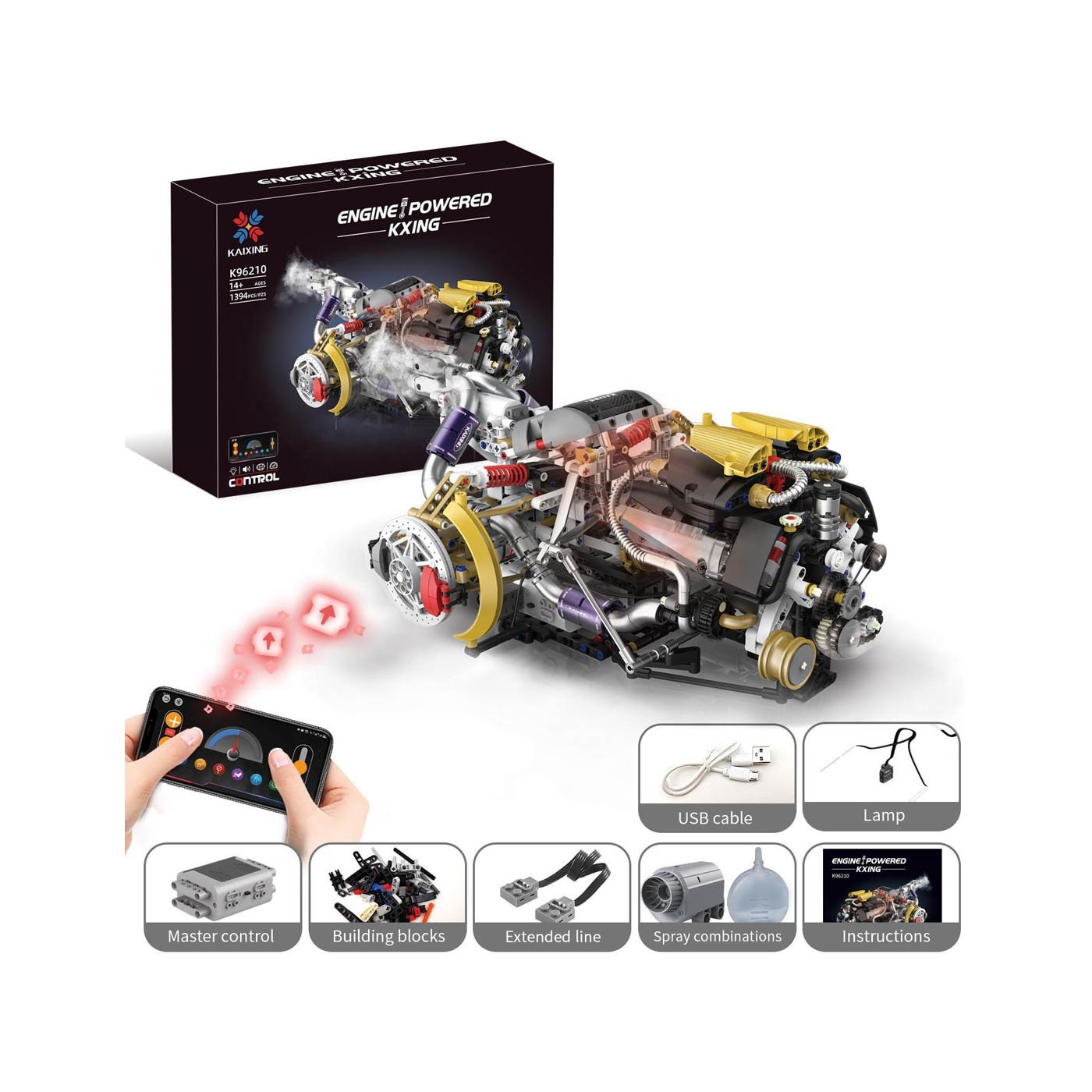 Sada cihliček Motor s USB , Světla a kouř 1394 párů.
