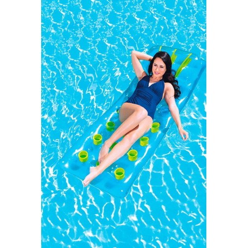 Neonová plážová matrace BESTWAY modrá 188x71cm + opravná sada