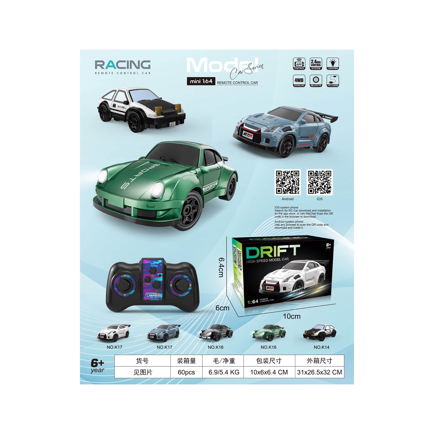 Driftovací auto SPORT R/C 1:64 černé