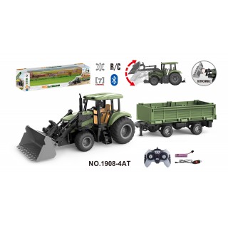 Zelený traktor s přívěsem R/C 1:20
