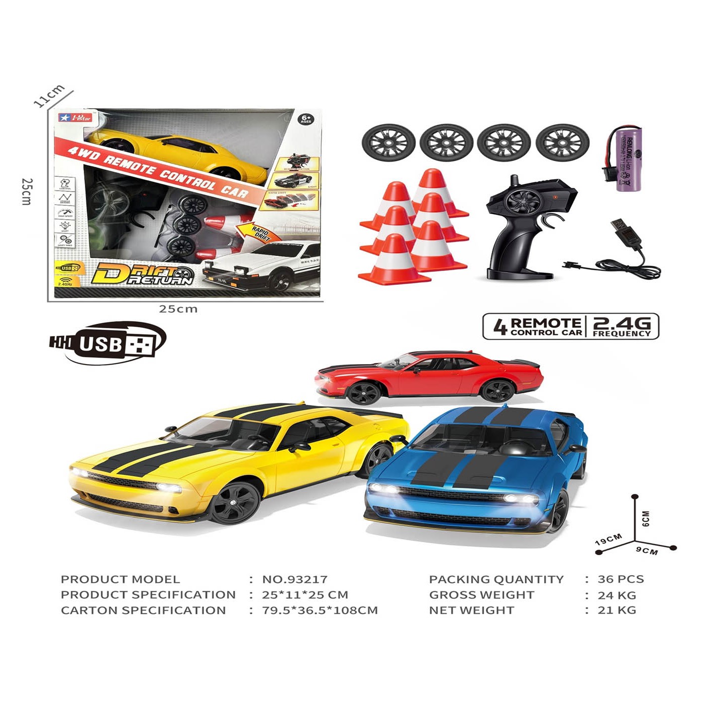 Driftovací auto SPORT + příslušenství Modrá