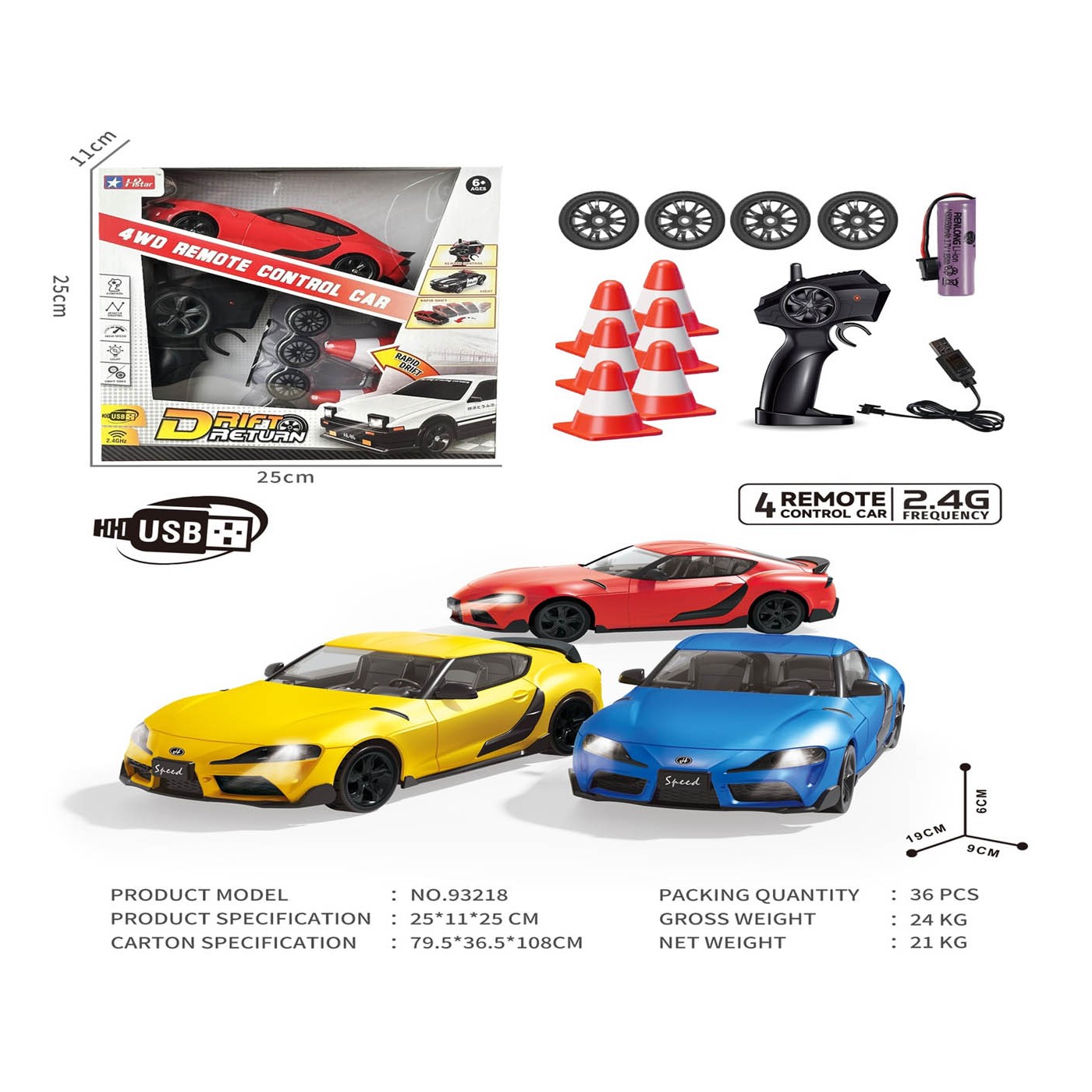 Driftovací auto SPEED + příslušenství žluté