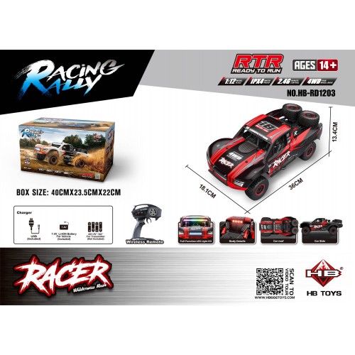 R/C terénní auto RACE 18 1:12 černá a červená