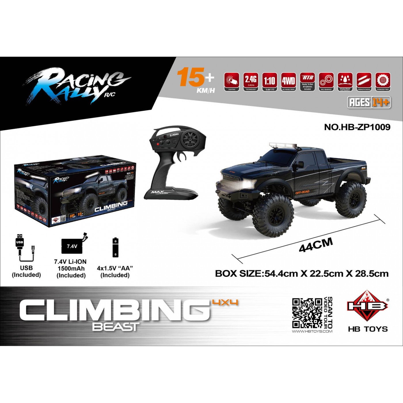 R/C terénní auto CLIMBING BEAST 4x4 1:10 černé