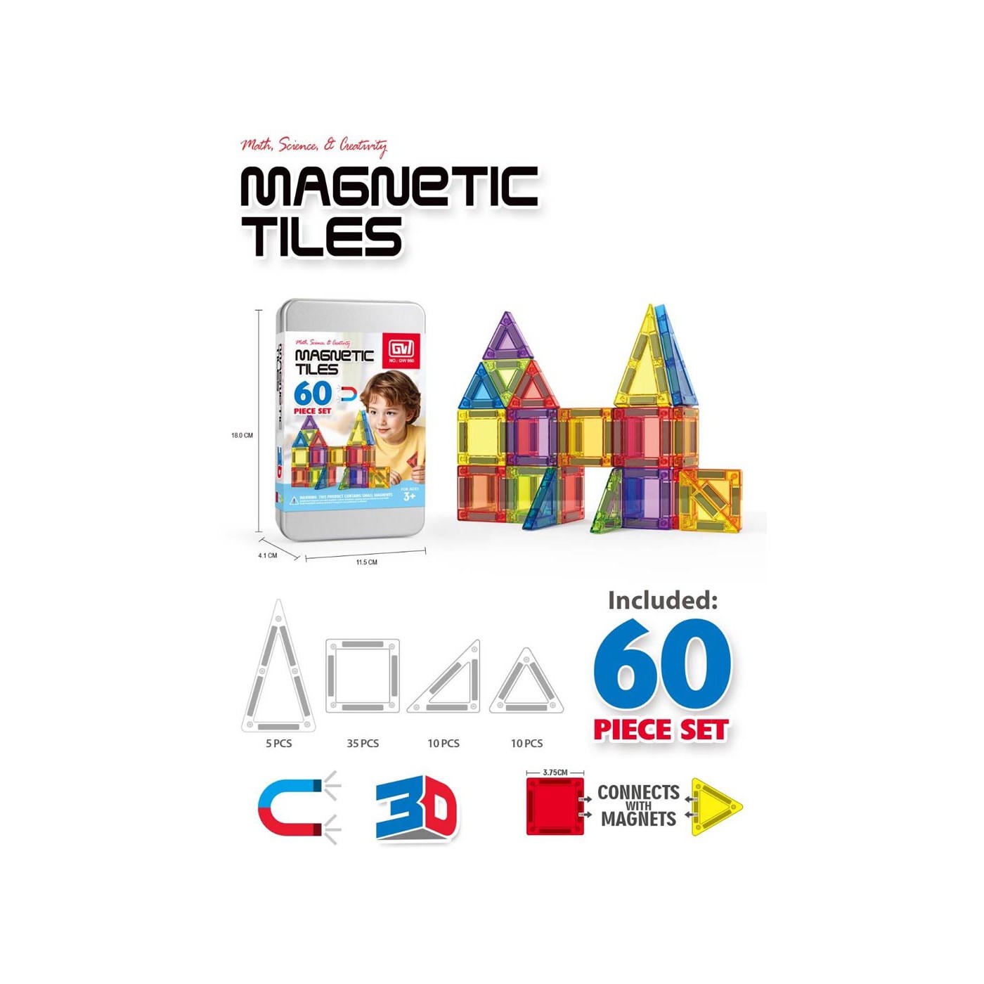 Sada magnetických kostek 60el. + krabice
