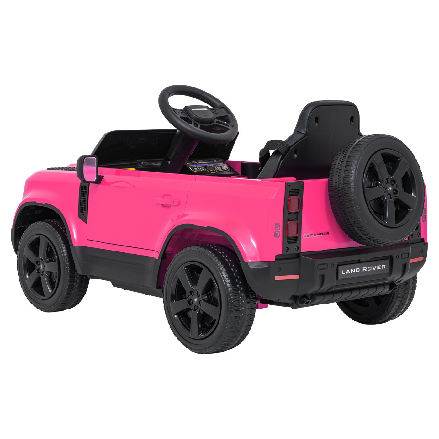 Růžové vozidlo Land Rover Defender