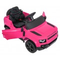 Růžové vozidlo Land Rover Defender