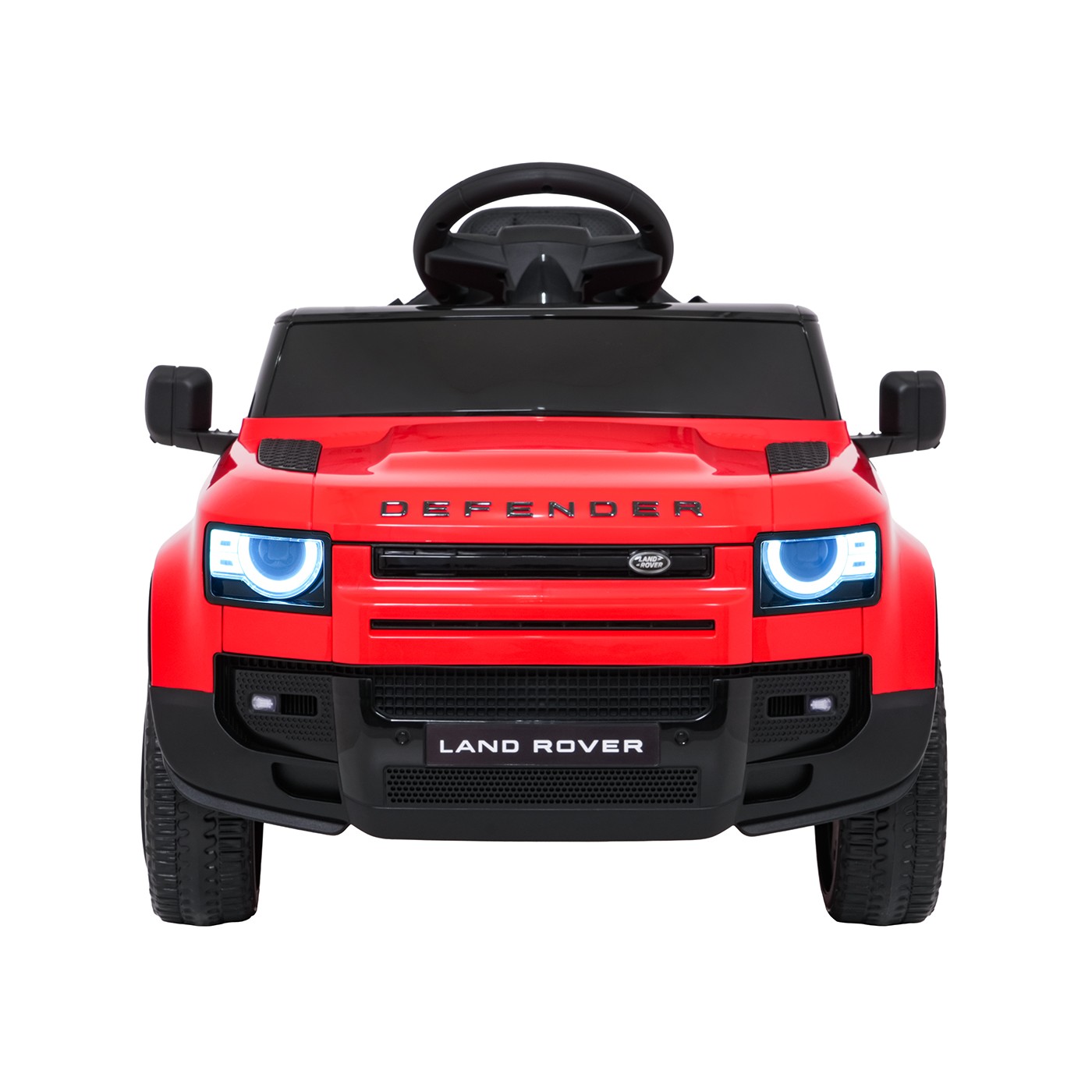 Červené vozidlo Land Rover Defender