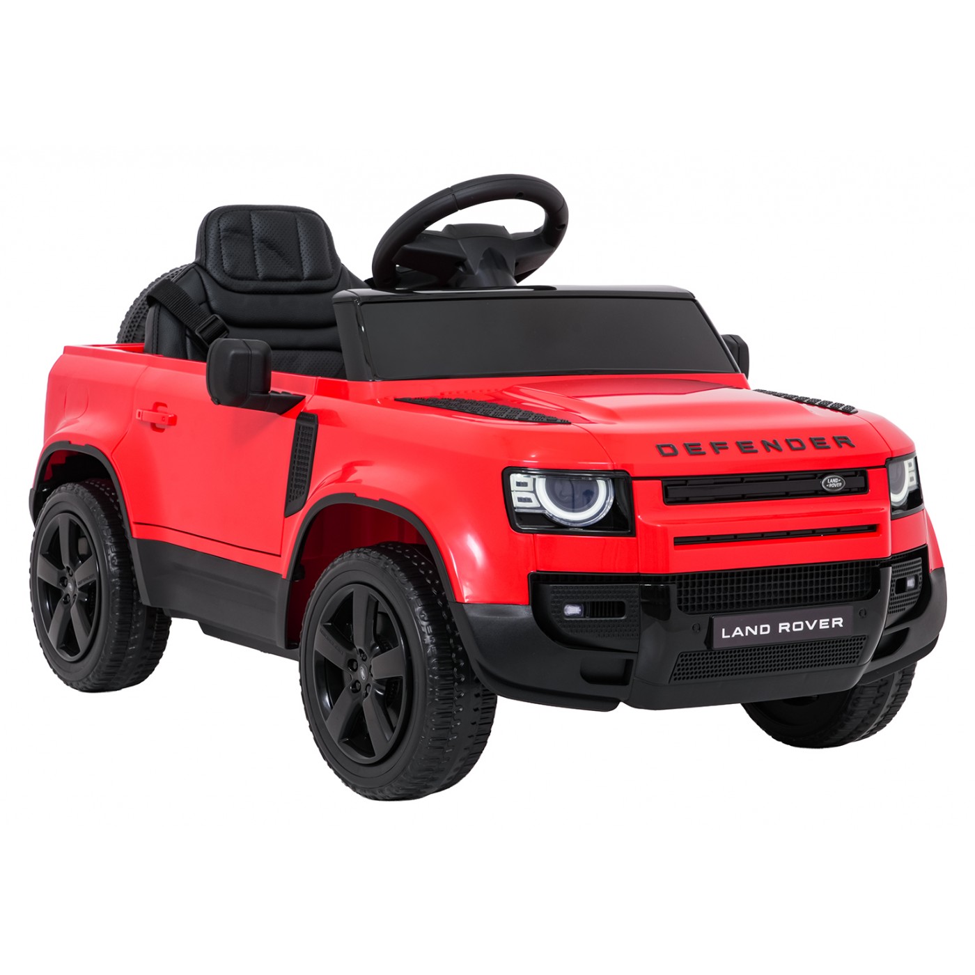 Červené vozidlo Land Rover Defender