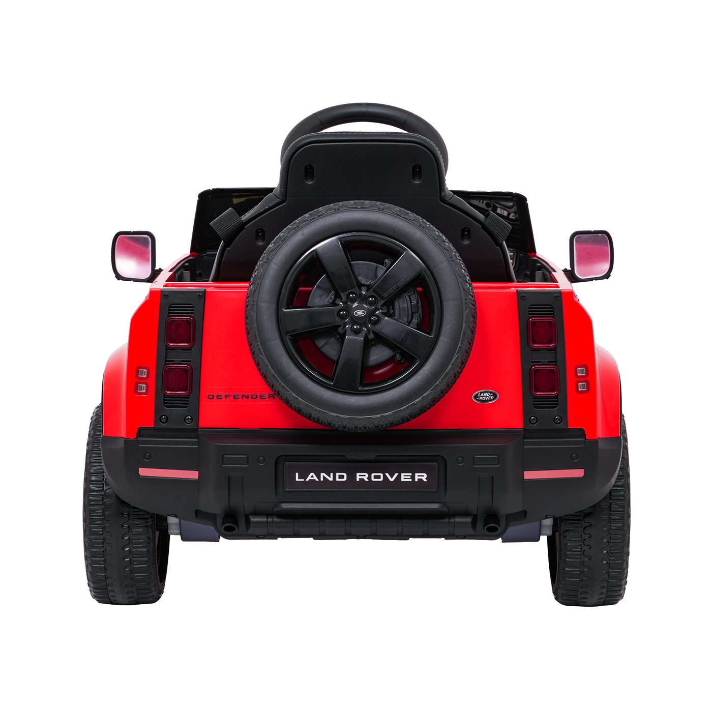 Červené vozidlo Land Rover Defender
