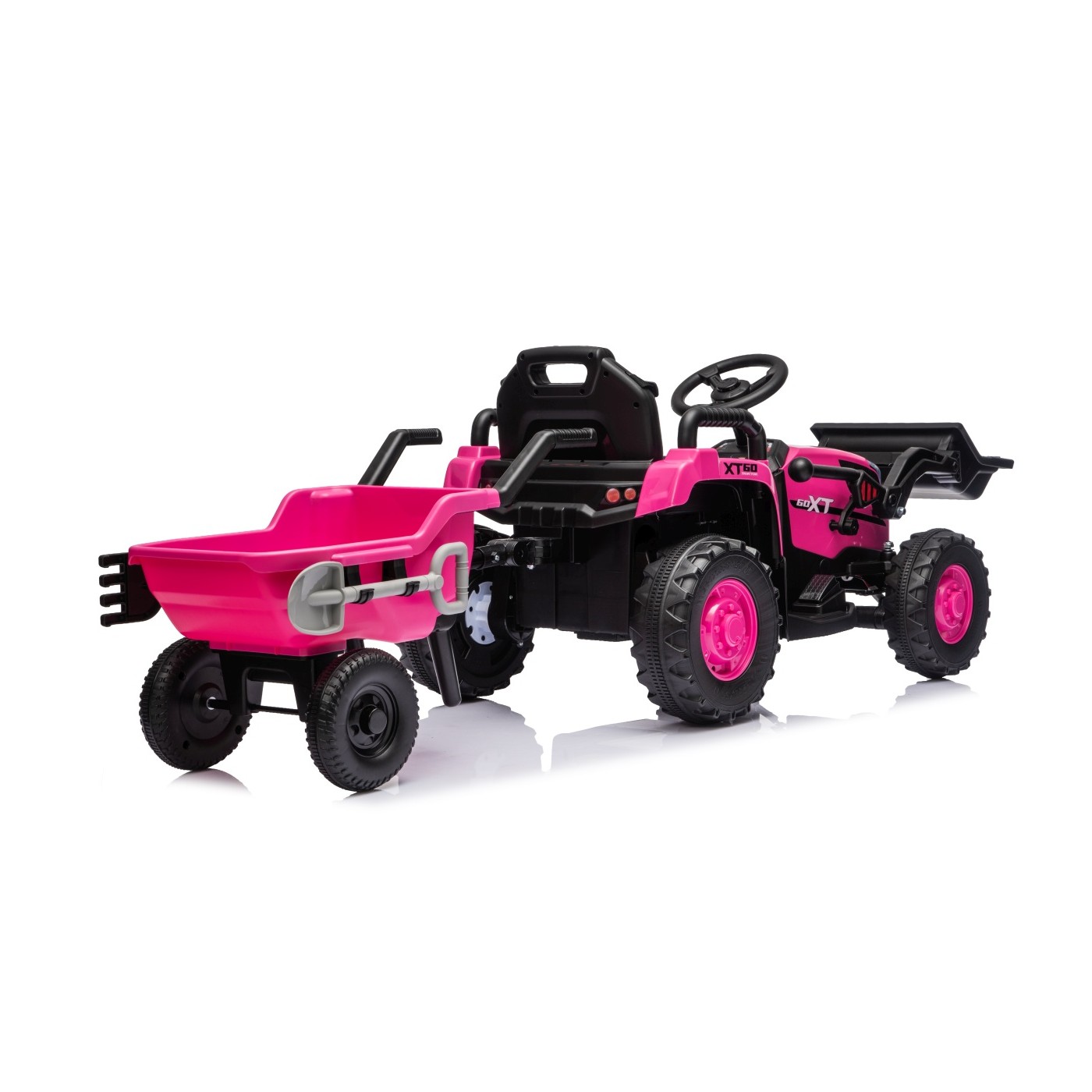 Traktor XT60 s přívěsem růžový