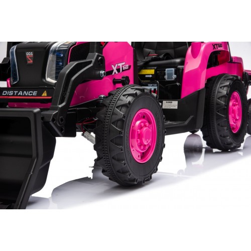 Traktor XT60 s přívěsem růžový